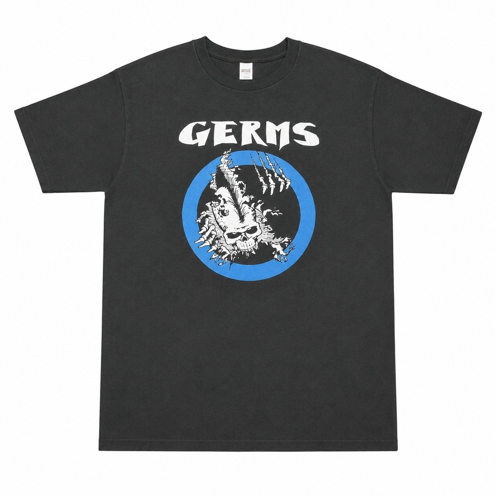 Germs Band T-Shirt Anvil Black Punk Rock GI Circle Logo Skull Graphic Tee